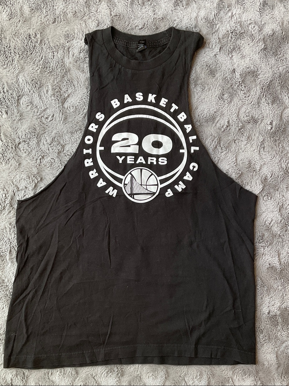 Tultex Black Muscle Tank with White '20 Years' Warriors Basketball Graphic